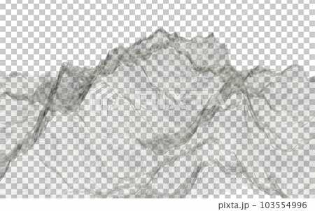 3d Wireframe png of mountains polygonal landscape. 3d rendering 3d Wireframe png of mountains polygonal landscape. 3d rendering 103554996