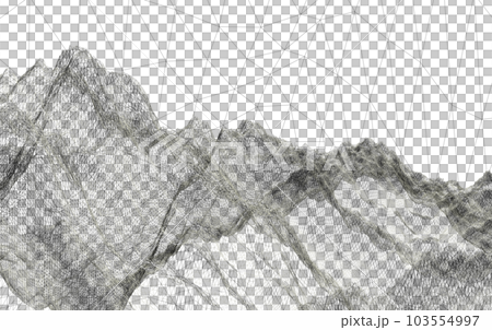 3d Wireframe png of mountains polygonal landscape. 3d rendering 3d Wireframe png of mountains polygonal landscape. 3d rendering 103554997