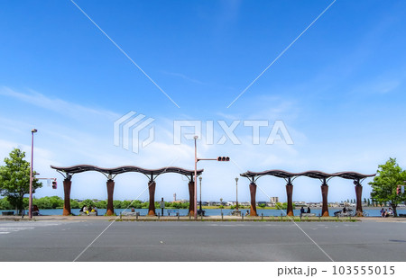 Scenery of the reservoir at Koshigaya LakeTown in Koshigaya, Saitama, Japan. May 5, 2023 Scenery of the reservoir at Koshigaya LakeTown in Koshigaya, Saitama, Japan. May 5, 2023 103555015
