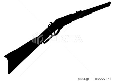 Old west period .44-40 Winchester lever-action repeating rifle M1866 black silhouette Old west period .44-40 Winchester lever-action repeating rifle M1866 black silhouette 103555171