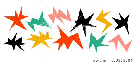 Colorful sharp irregular shapes set. Abstract geometric edgy elements collection. Asymmetry angular forms for banners, collages, posters, stickers. Design bundle vector. Colorful sharp irregular shapes set. Abstract geometric edgy elements collection. Asymmetry angular forms for banners, collages, posters, stickers. Design bundle vector. 103555384