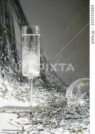 After party pill in a glass. The morning after the party. 103555664