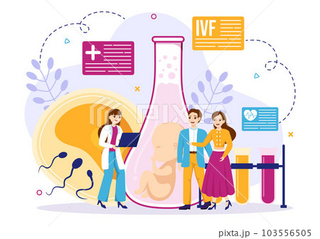 IVF or In Vitro Fertilization Vector Illustration for Artificial Insemination About Pregnancy and Doctors Research Fertilized Egg Cartoon Template 103556505