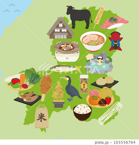 岐阜県の名物のイラストセット 103556764