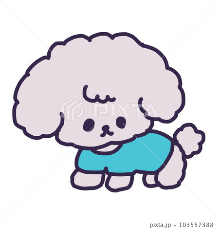 犬服を着たかわいいトイプードルの子犬のイラスト 103557388