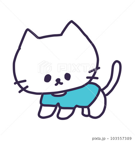 服を着たかわいい白い色の子猫のイラスト 103557389
