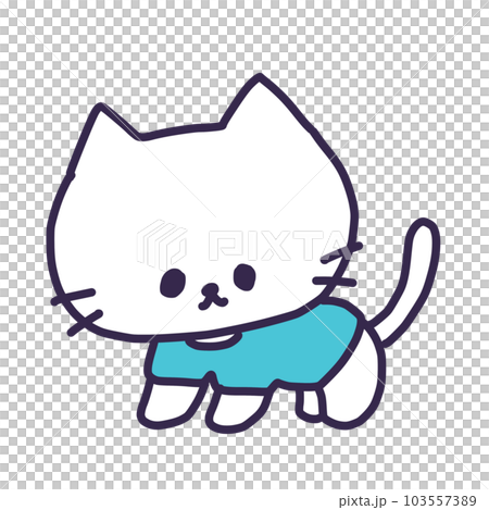 服を着たかわいい白い色の子猫のイラスト 103557389