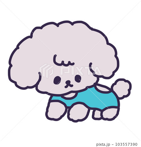 犬用術後服を着たかわいいトイプードルの子犬のイラスト 103557390