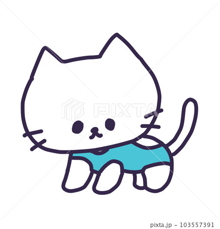 猫用術後服を着たかわいい白い色の子猫のイラスト 猫用術後服を着たかわいい白い色の子猫のイラスト 103557391