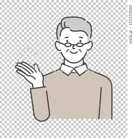 Senior man recommended by guide / introduction pose 103558082