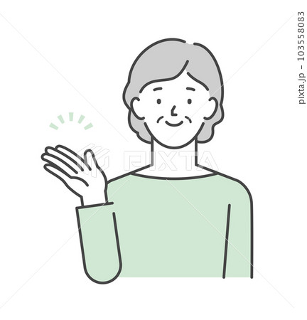 案内・紹介ポーズでおすすめするシニア女性 案内・紹介ポーズでおすすめするシニア女性 103558083