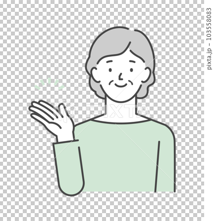 Senior woman recommended by guide / introduction pose 103558083