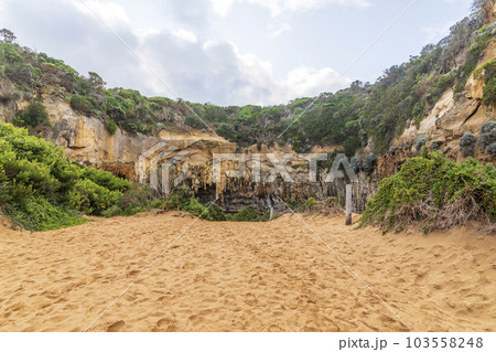 Photograph of water erosion on a cliff face at Loch Ard Gorge on the Great Ocean Road in Australia 103558248