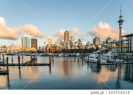 Scenery view of Viaduct Harbour in the central of Auckland, New Zealand. Auckland is New Zealand's largest city and the centre of the country's retail and commercial activities. Scenery view of Viaduct Harbour in the central of Auckland, New Zealand. Auckland is New Zealand's largest city and the centre of the country's retail and commercial activities. 103558314