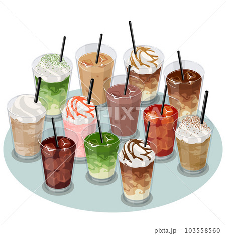 冷たいカフェドリンクのアイソメトリックベクターイラスト 冷たいカフェドリンクのアイソメトリックベクターイラスト 103558560
