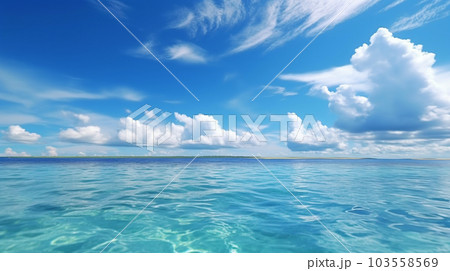 南国の海と空の背景イメージ精緻CG画