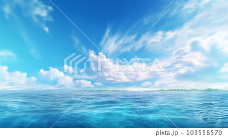 南国の海と空の背景イメージ精緻CG画