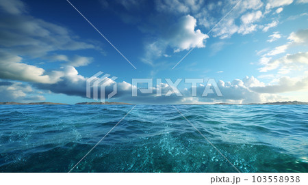 海と空の背景イメージ精緻CG