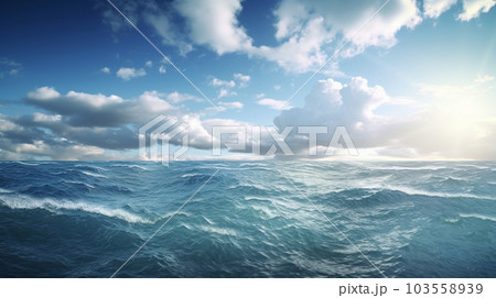 海と空の背景イメージ精緻CG