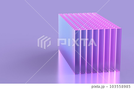 クリスタルガラス製キューブのアブストラクトの3Dイラストレーション 103558985