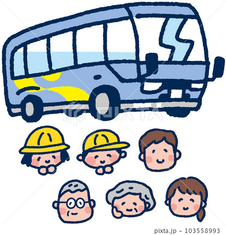 マイクロバスと人物セット／カラー 103558993