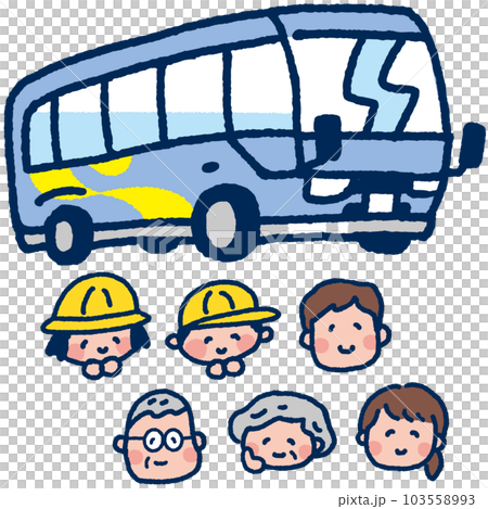 マイクロバスと人物セット／カラー 103558993