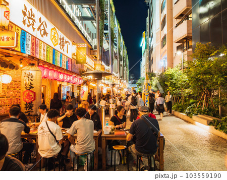 土曜夜の渋谷横丁 ※一部ソフトフォーカス 土曜夜の渋谷横丁 ※一部ソフトフォーカス 103559190