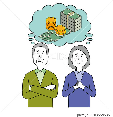 お金について考える高齢男女 お金について考える高齢男女 103559535