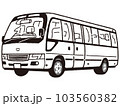 鉛筆タッチのマイクロバス／モノクロ 103560382