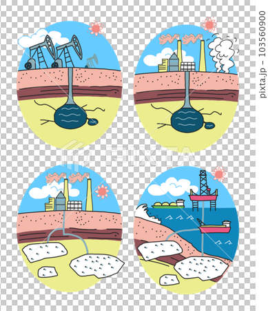 化石燃料開採地點,包括海洋,如石油和甲烷水合物開採使用設置插圖材料 化石燃料開採地點,包括海洋,如石油和甲烷水合物開採使用設置插圖材料 103560900