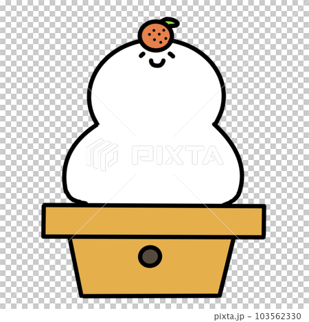 保育園、幼稚園 おたより向け 鏡もち(カラー)のイラスト素材