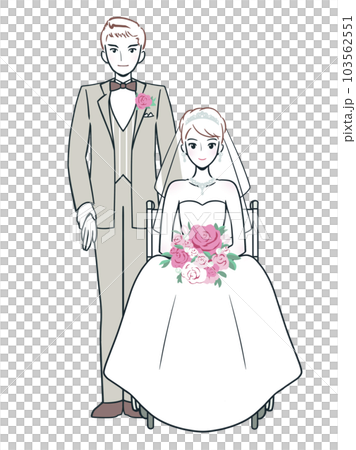 Groom and wheelchair bride (whole body) Groom and wheelchair bride (whole body) 103562551