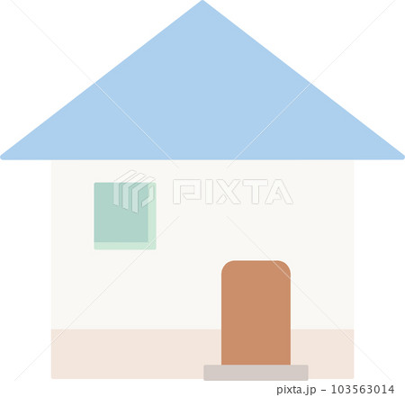 青い三角屋根のシンプルな家 103563014