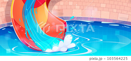 Water slide bottom in swimming pool Water slide bottom in swimming pool 103564225