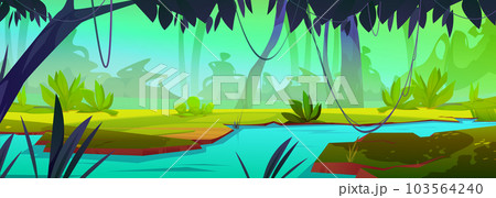 River in jungle forest vector tropical background River in jungle forest vector tropical background 103564240