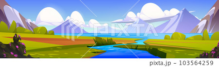 Mountain landscape with river delta 103564259