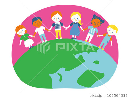 地球の上で手をつなぐ子どもたち SDGs10 人や国の不平等をなくそう 地球の上で手をつなぐ子どもたち SDGs10 人や国の不平等をなくそう 103564355