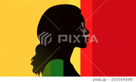 Silhouette of African American female in green, red, yellow colors. Juneteenth Freedom Day Celebration. Juneteenth and african liberation day 103564890