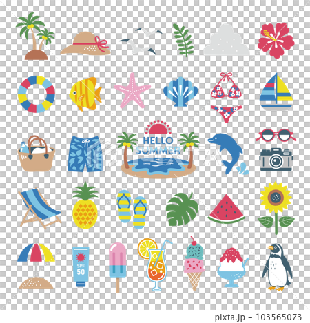 summer and beach illustration set 103565073