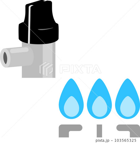 ガスコンロの火とガスの元栓 103565325