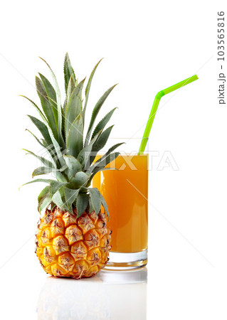 Pineapple and juice isolated on a white background. 103565816