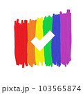 Painting of rainbow color with check mark, LGBTQ Pride Month, LGBTQ flag 103565874