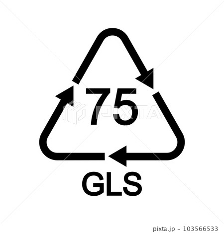 Light leaded glass recycling sign in triangular shape with arrows. 75 GL reusable icon isolated on white background. Environmental protection concept 103566533