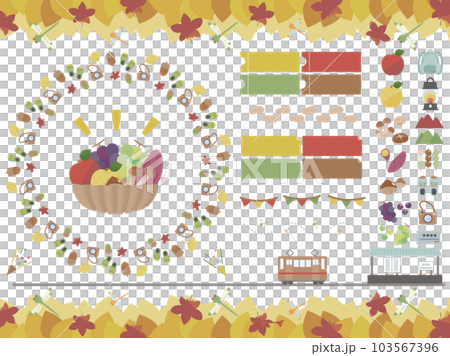 Autumn excursion, fruit picking, hiking, outing illustration set Autumn excursion, fruit picking, hiking, outing illustration set 103567396