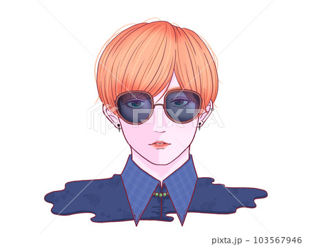 メガネをかけたイマドキな男の子 白背景 メガネをかけたイマドキな男の子 白背景 103567946