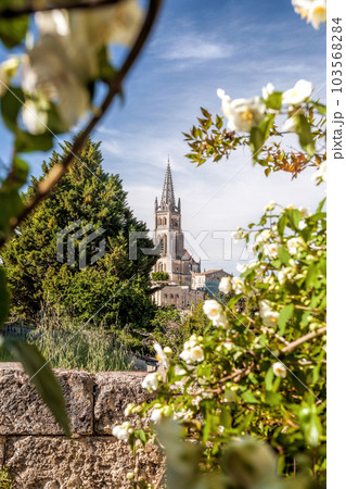 Church of Saint-Emilion in region Bordeaux, France The town is a UNESCO World Heritage site. 103568284