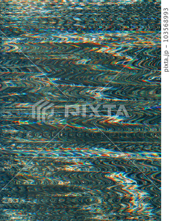 Glitch noise texture. Analog distortion. Static interference. Red blue green color wave artifacts on dark grunge illustration abstract background. Glitch noise texture. Analog distortion. Static interference. Red blue green color wave artifacts on dark grunge illustration abstract background. 103568993