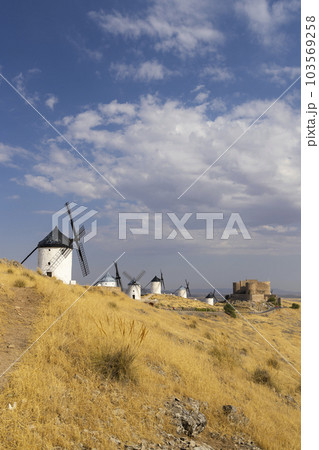 windmills and castle of Consuegra, Castilla La Mancha, Spain windmills and castle of Consuegra, Castilla La Mancha, Spain 103569258