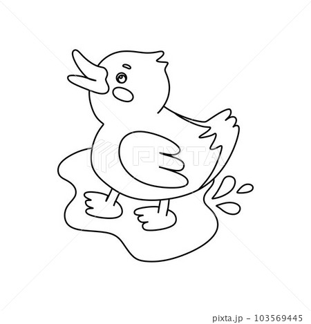 Duck Character Black and White Vector Illustration Coloring Book for Kids 103569445