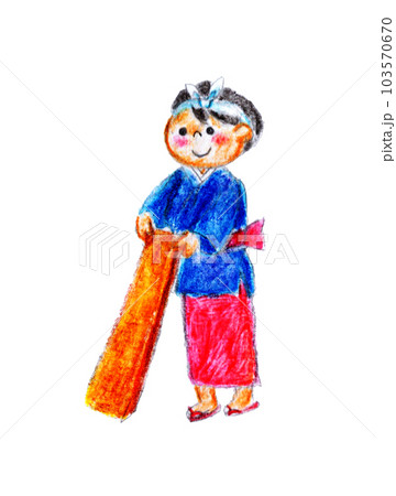 草津温泉の女性 手描き人物カット 草津温泉の女性 手描き人物カット 103570670